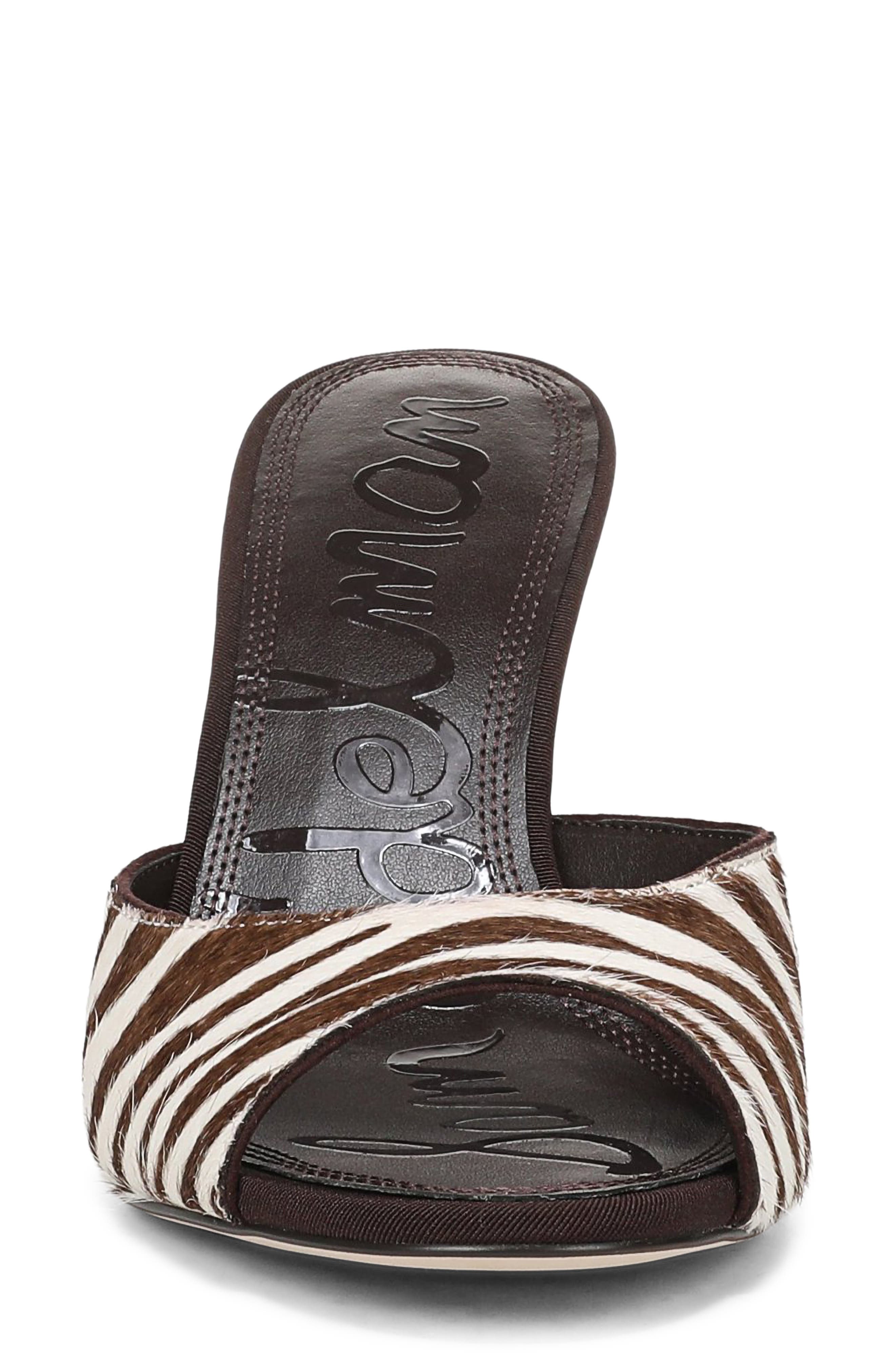 Jeanie Slide Sandal, Alternate, color, CHOCOLATE/ IVORY CALF HAIR