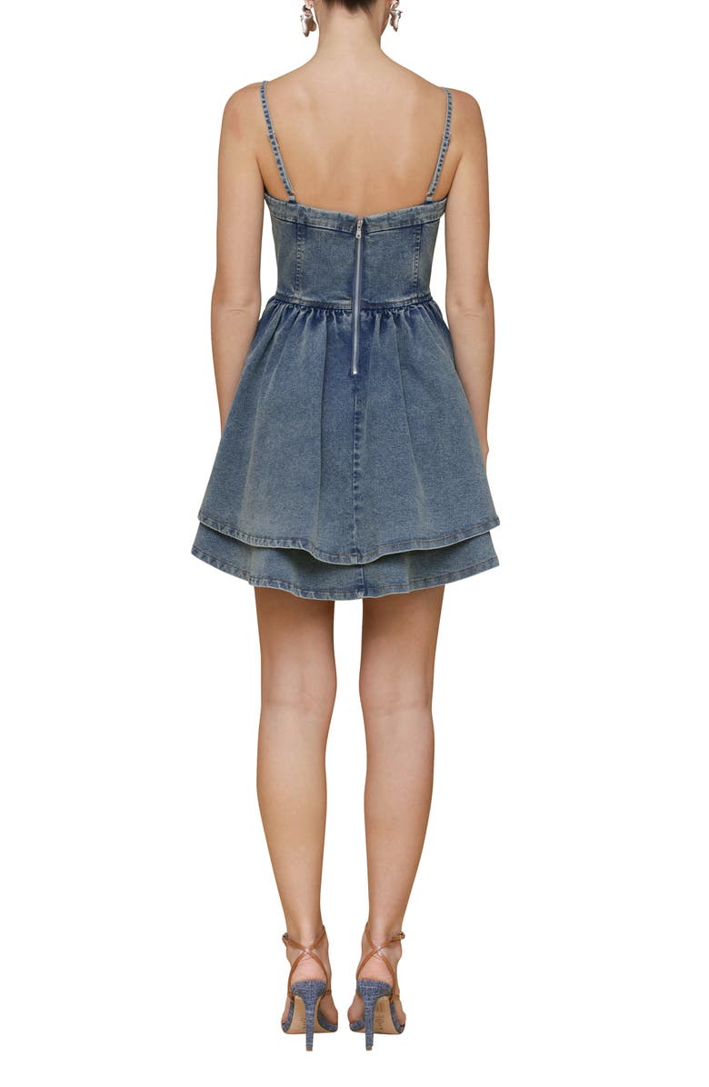 Avec Les Filles Bustier Denim Minidress, Alternate, color, Light Wash Denim