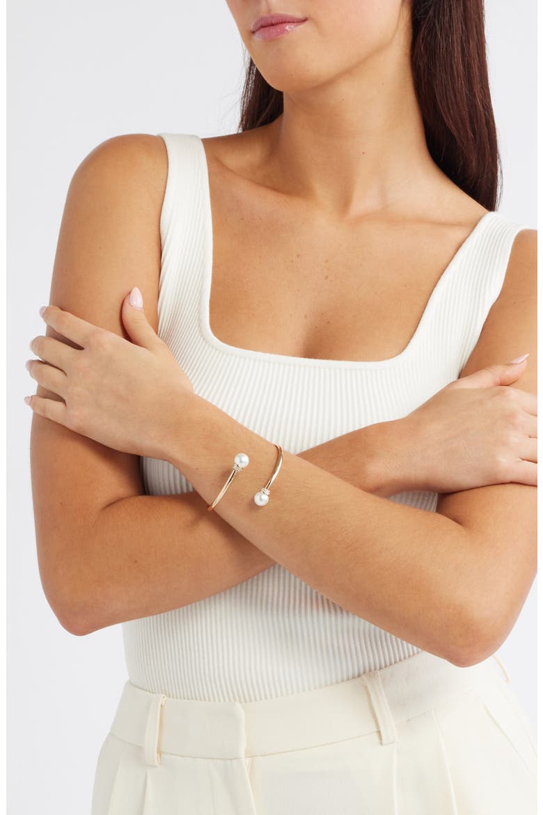 Flexible Coil Cuff Bracelet, Alternate, color, CLEAR- WHITE- GOLD