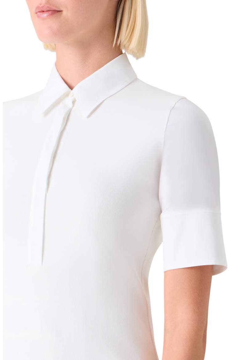Mixed Media Stretch Cotton Polo Shirt, Alternate, color, CREAM