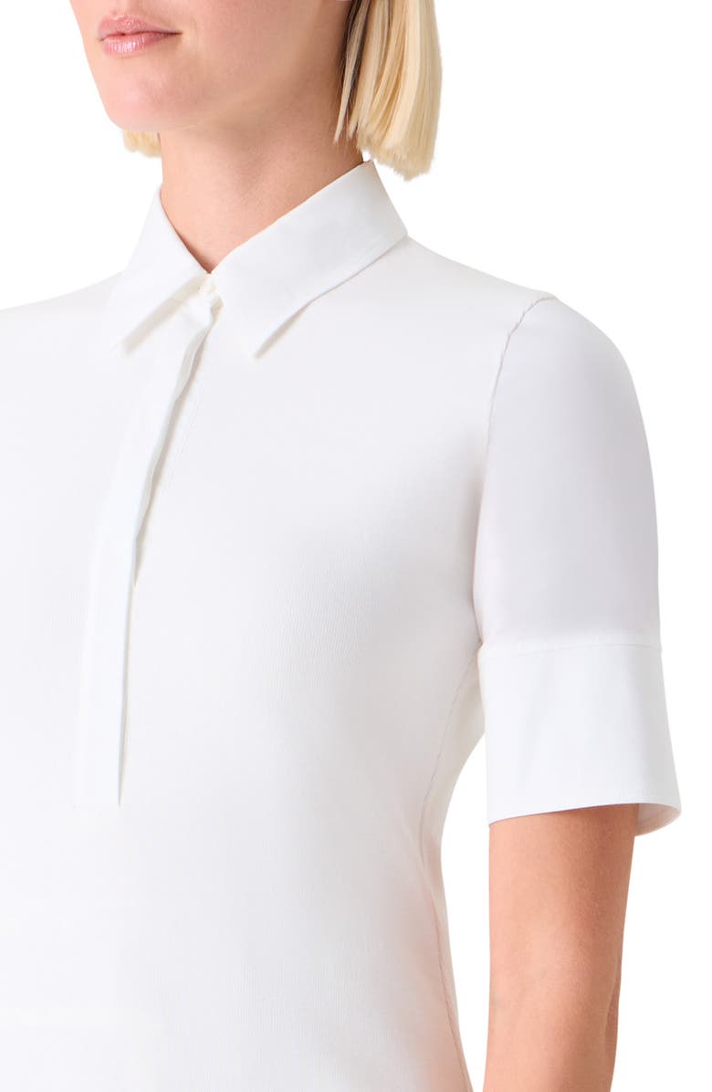 Akris punto Mixed Media Stretch Cotton Polo Shirt, Alternate, color, Cream