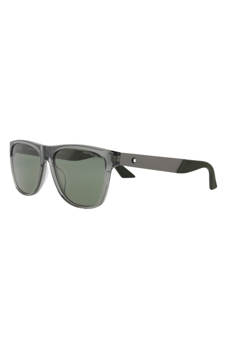 Montblanc 56mm Square Sunglasses, Alternate, color, Grey Ruthenium Green