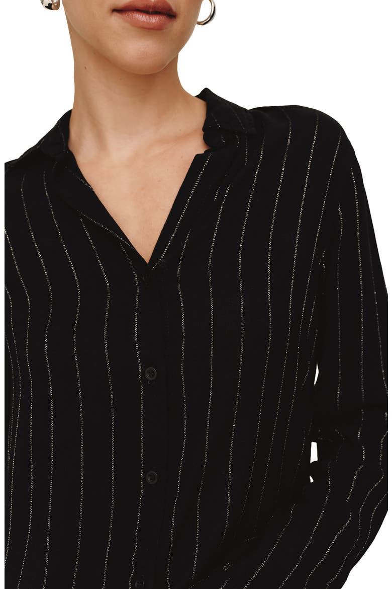 Striped Button-Down Shirt, Alternate, color, BLACK LUREX STRIPE