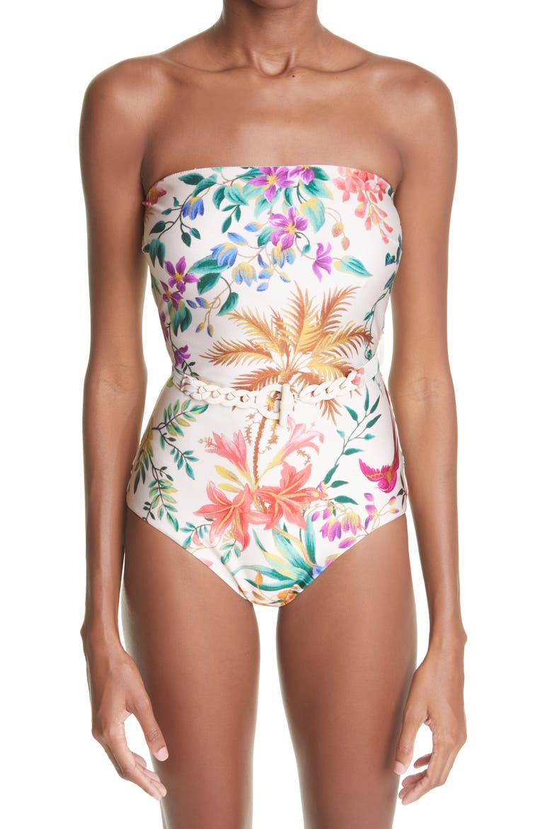 Tropicana Floral One-Piece Swimsuit, Main, color, CREAM FLORAL