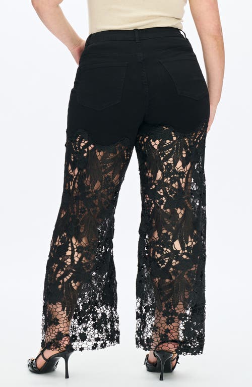Bayeas Crystal Embellished Lace Wide Leg Jeans In Black
