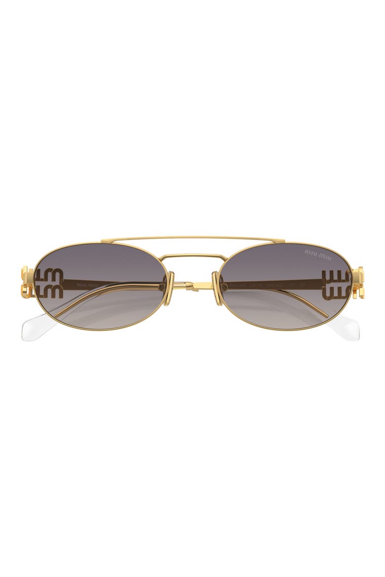53mm Oval Sunglasses, Alternate, color, GOLD / BLUE MIRROR SILVER