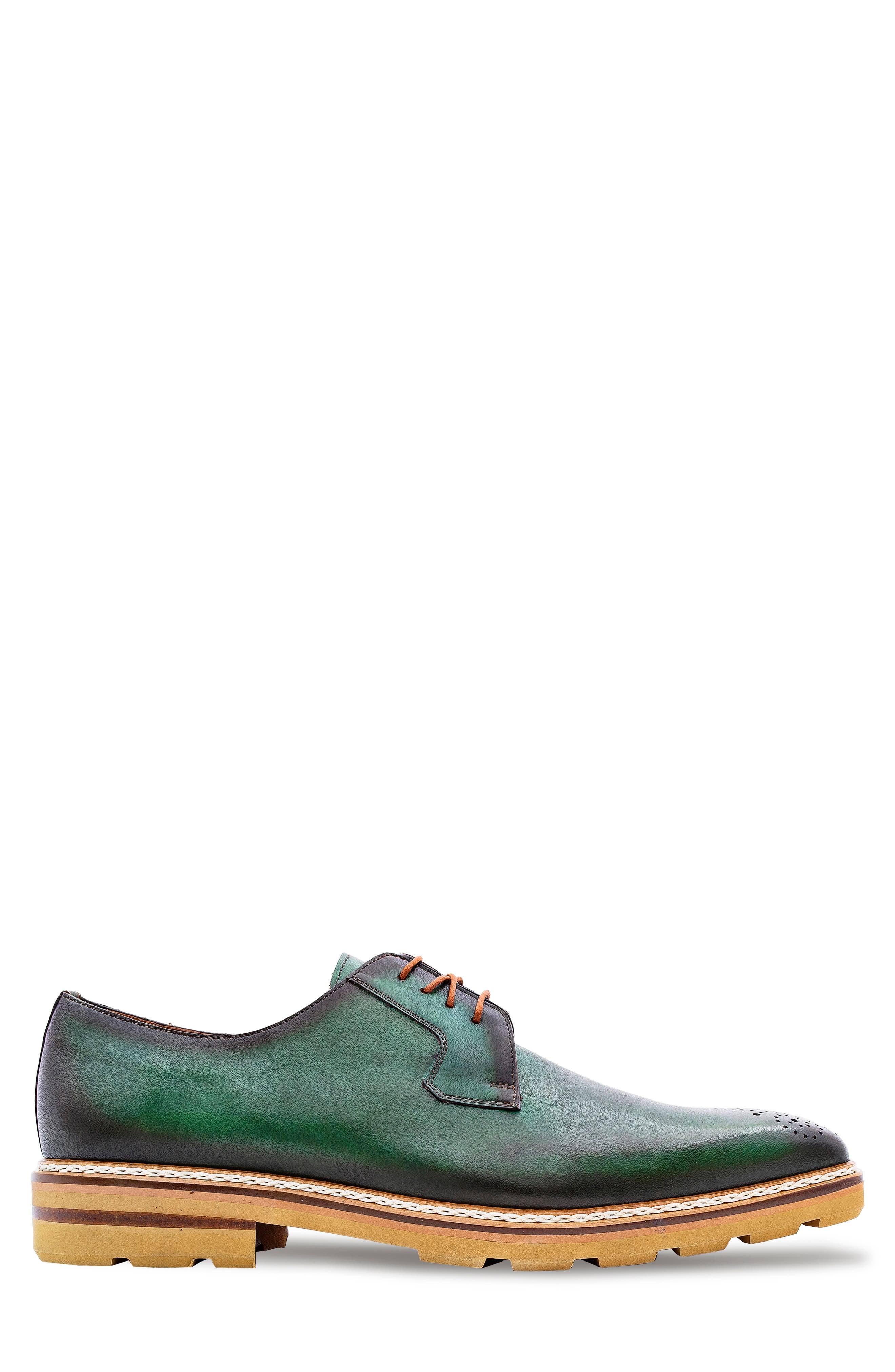 Mezlan Lug Sole Brogue Medallion Derby, Alternate, color, Forest