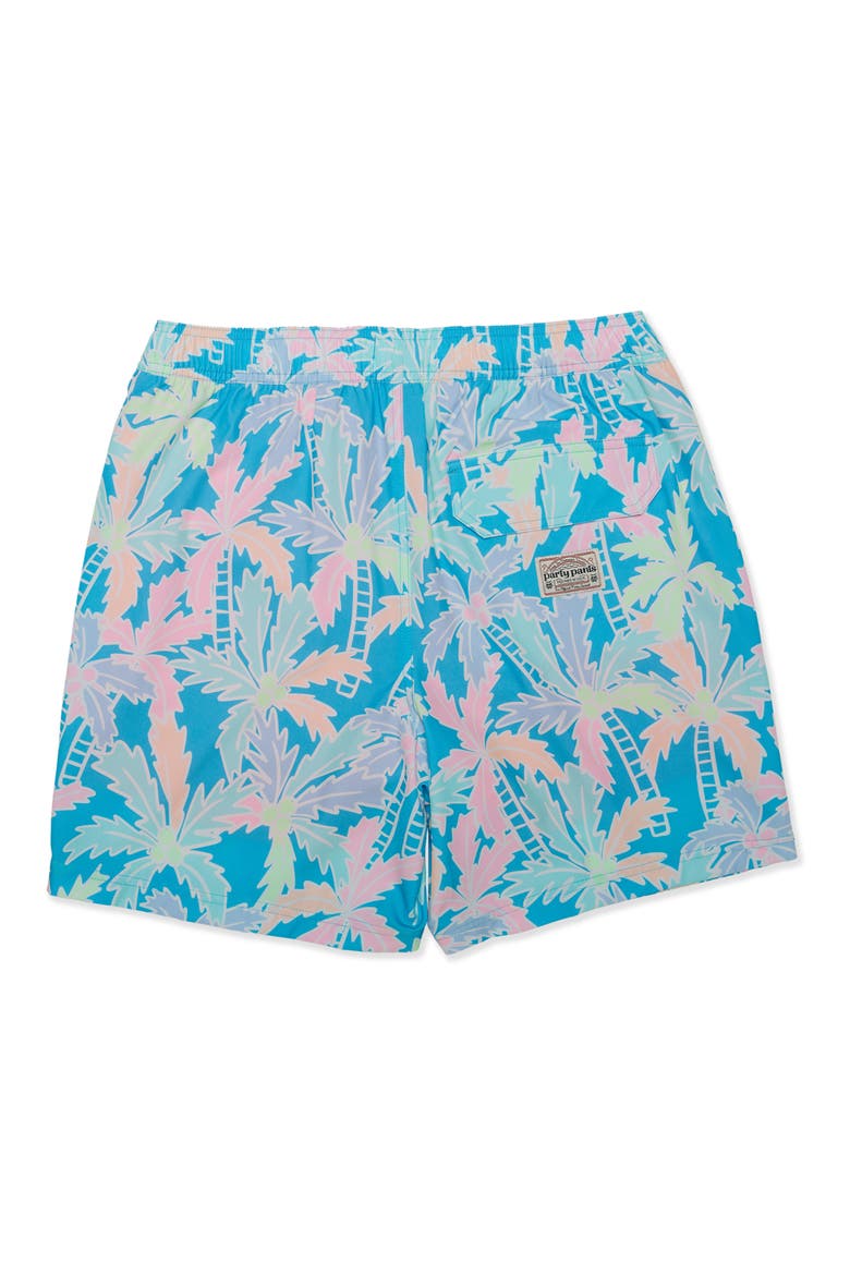 Busy Palms Happy Hour Swim Trunks, Alternate, color, CYAN