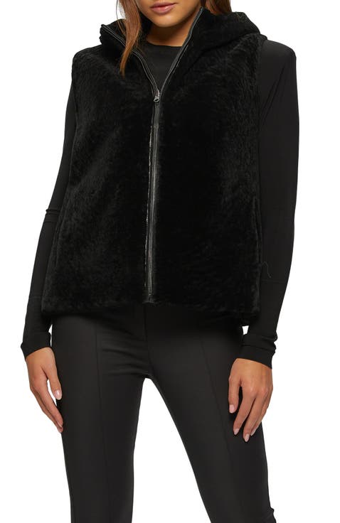 Reversible Genuine Shearling Hooded Vest