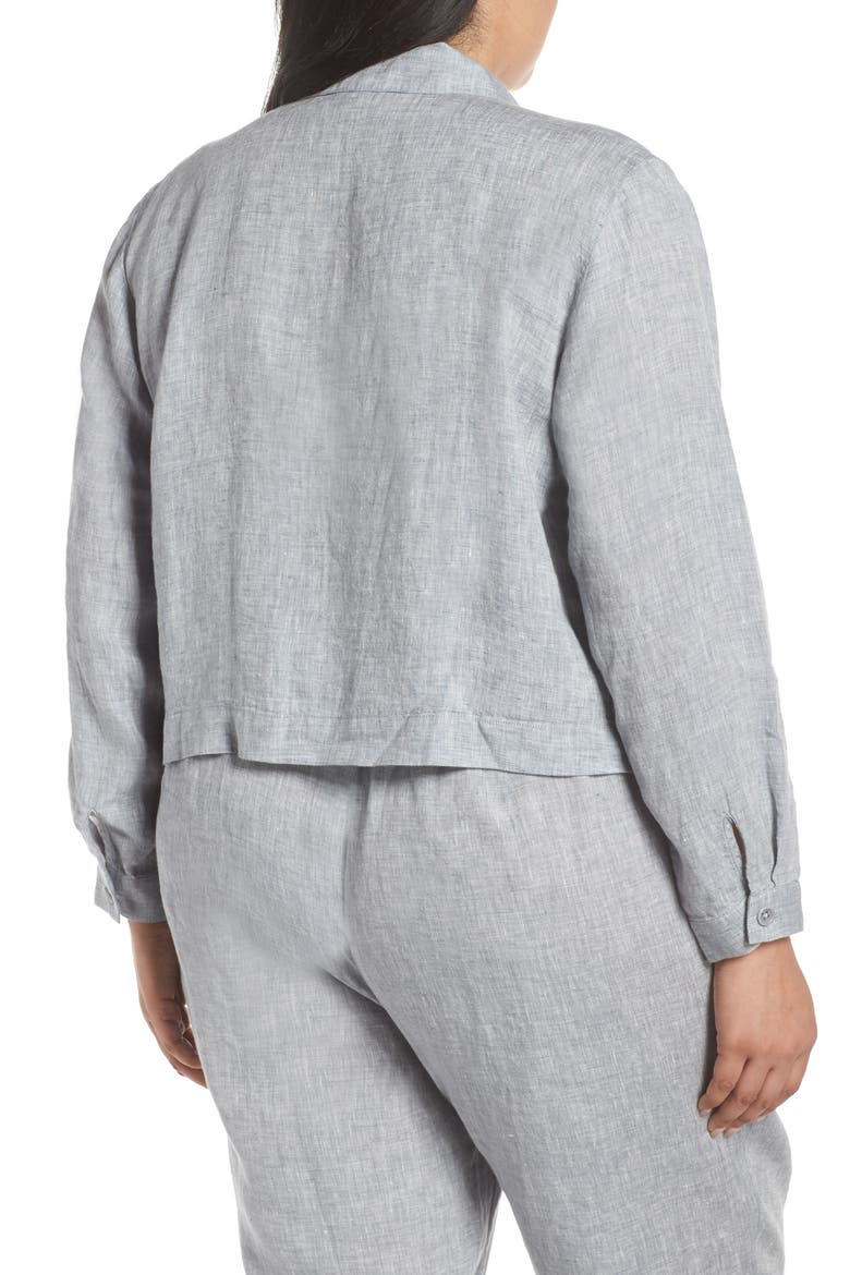 Crop Organic Linen Jacket, Alternate, color, CHAMBRAY