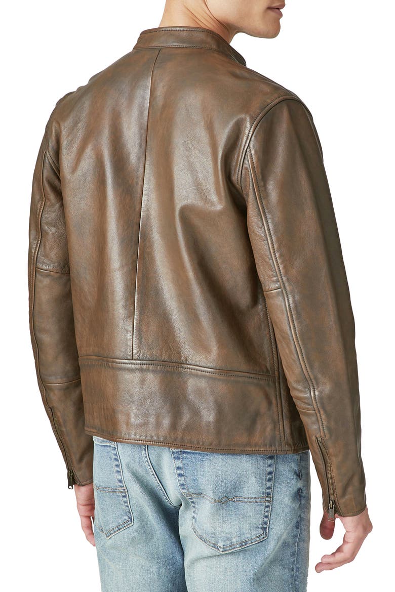 Bonneville Washed Leather Jacket, Alternate, color, DARK BROWN