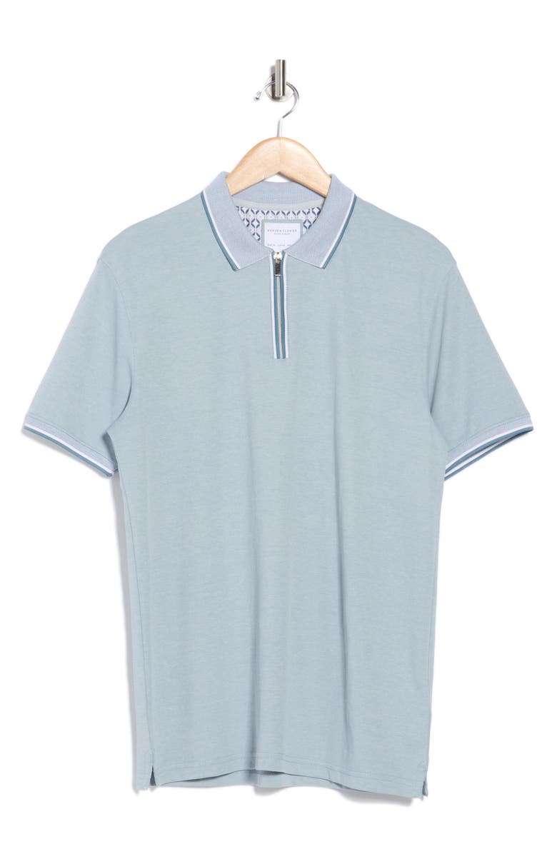 Cactus Man Tipped Zip Polo, Alternate, color, Stone Blu