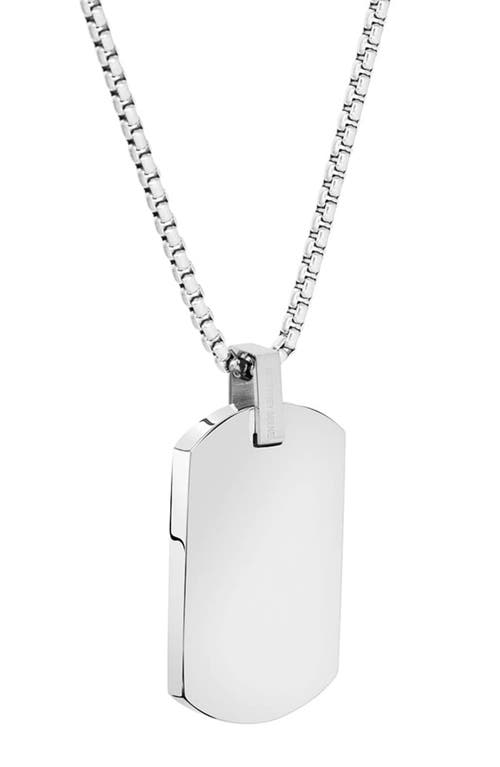 Geoffrey Beene Stainless Steel Dog Tag Pendant Necklace