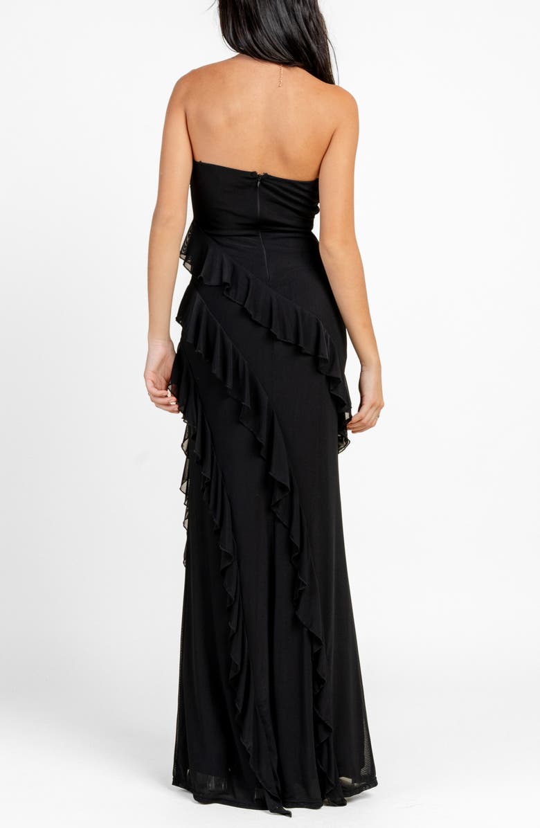Beivy Strapless Ruffle Mesh Mermaid Dress, Alternate, color, Black