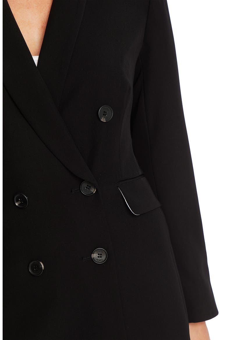 Double Breasted Twill Blazer, Alternate, color, RICH BLACK