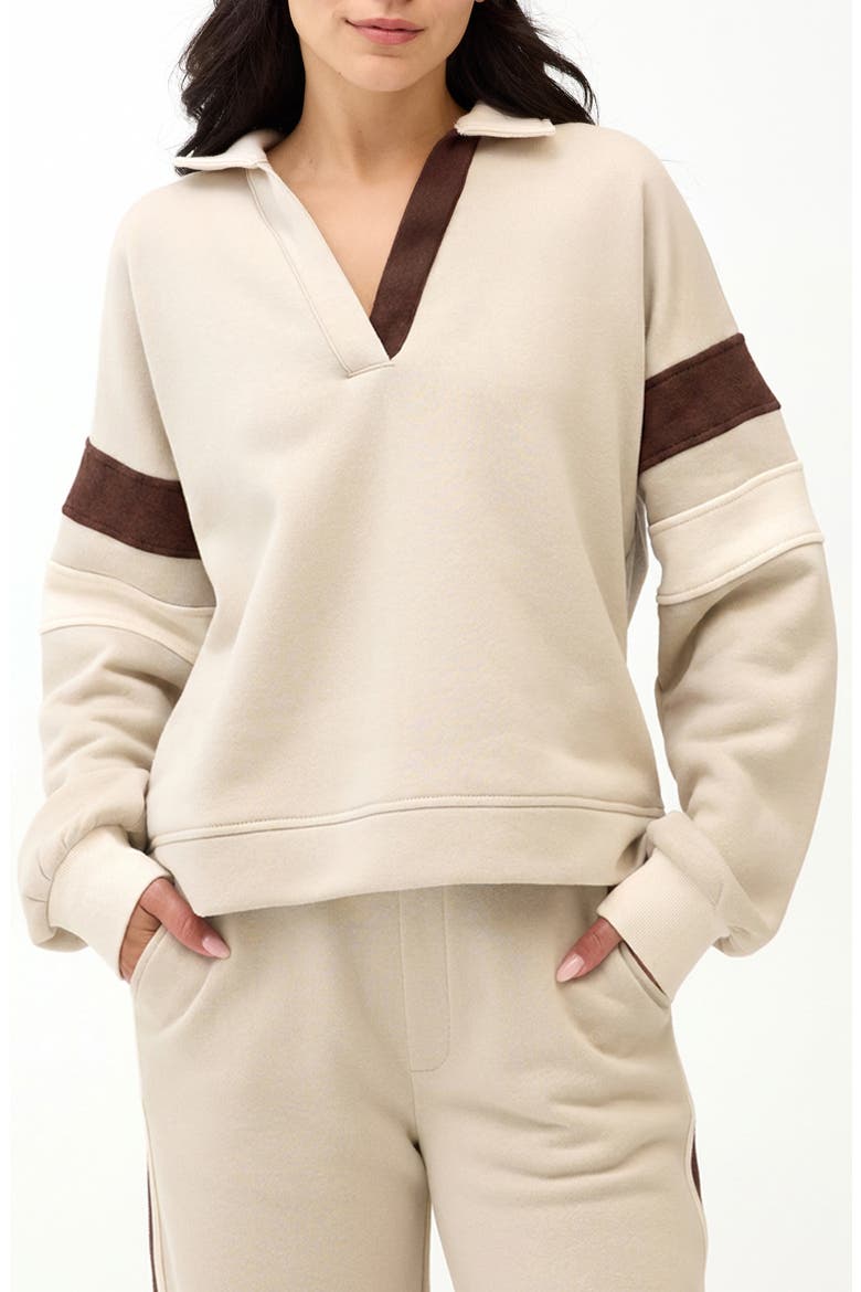 Lourdes Colorblock Fleece Sweatshirt, Main, color, OATMEAL/ TAPIOCA