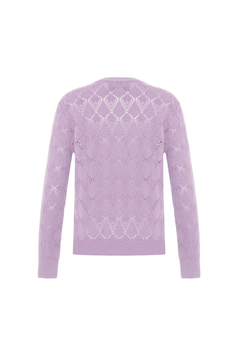 Ersa Pointelle Argyle Pullover, Alternate, color, Ivory