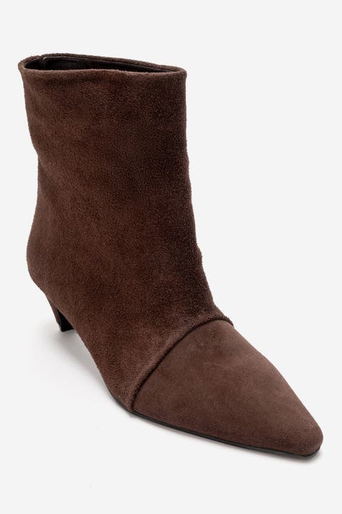 Amara Leather Kitten Heel Ankle Boot