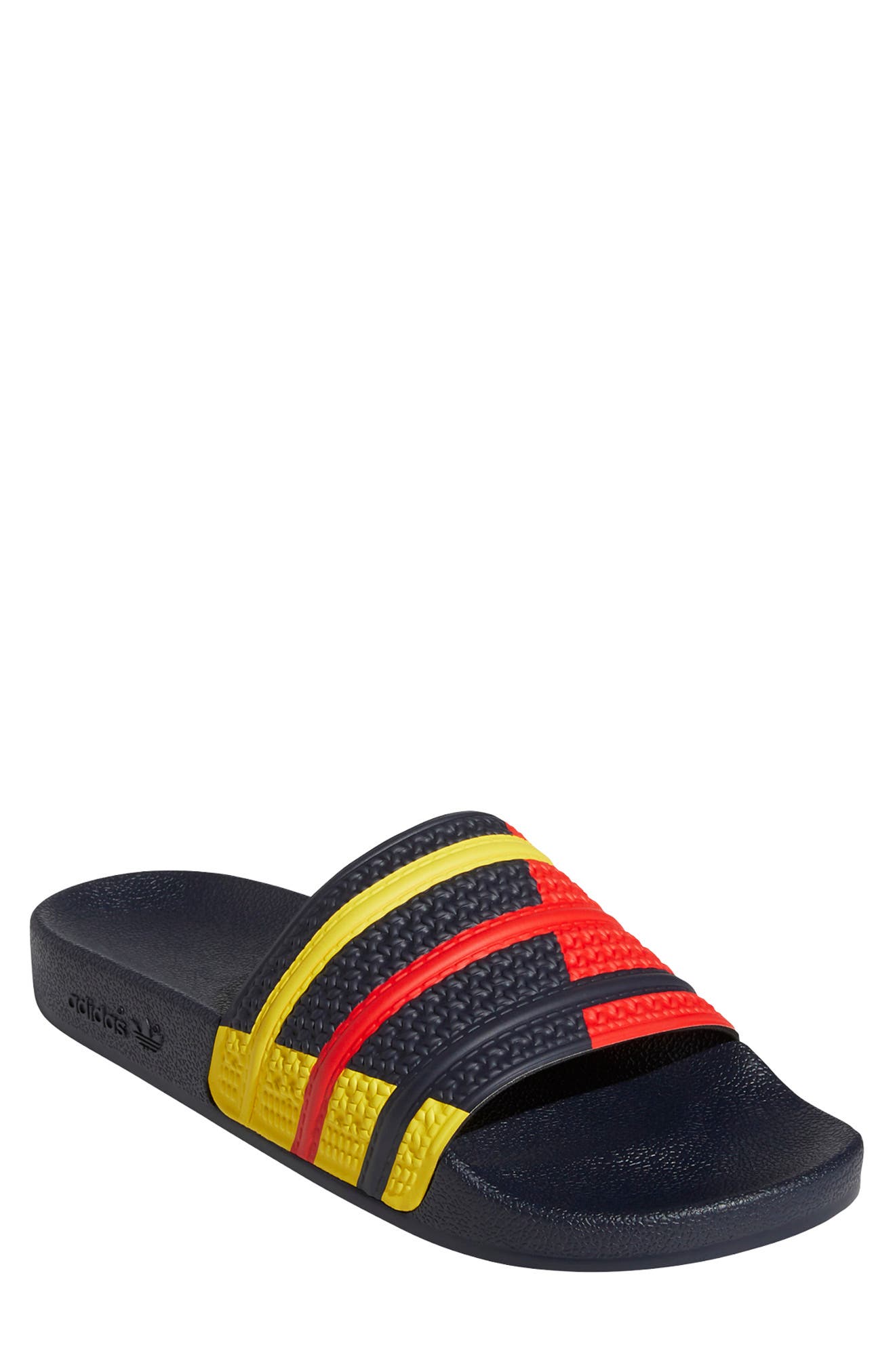 Adilette Stripe Sport Slide, Main, color, LEGEND INK/ RED/ YELLOW