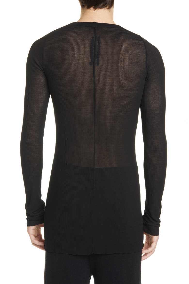 Ribbed Long Sleeve T-Shirt, Alternate, color, BLACK