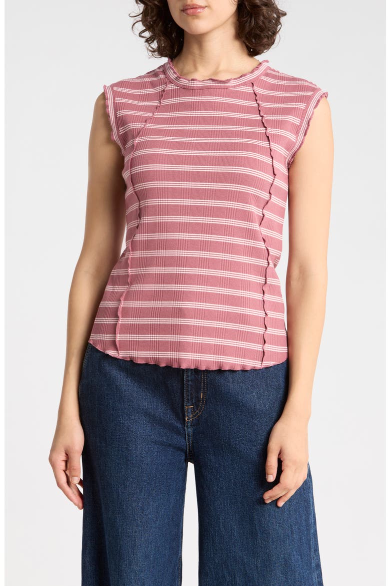 Lilia Sleeveless Knit Stripe Tank, Main, color, DESERT PLUM