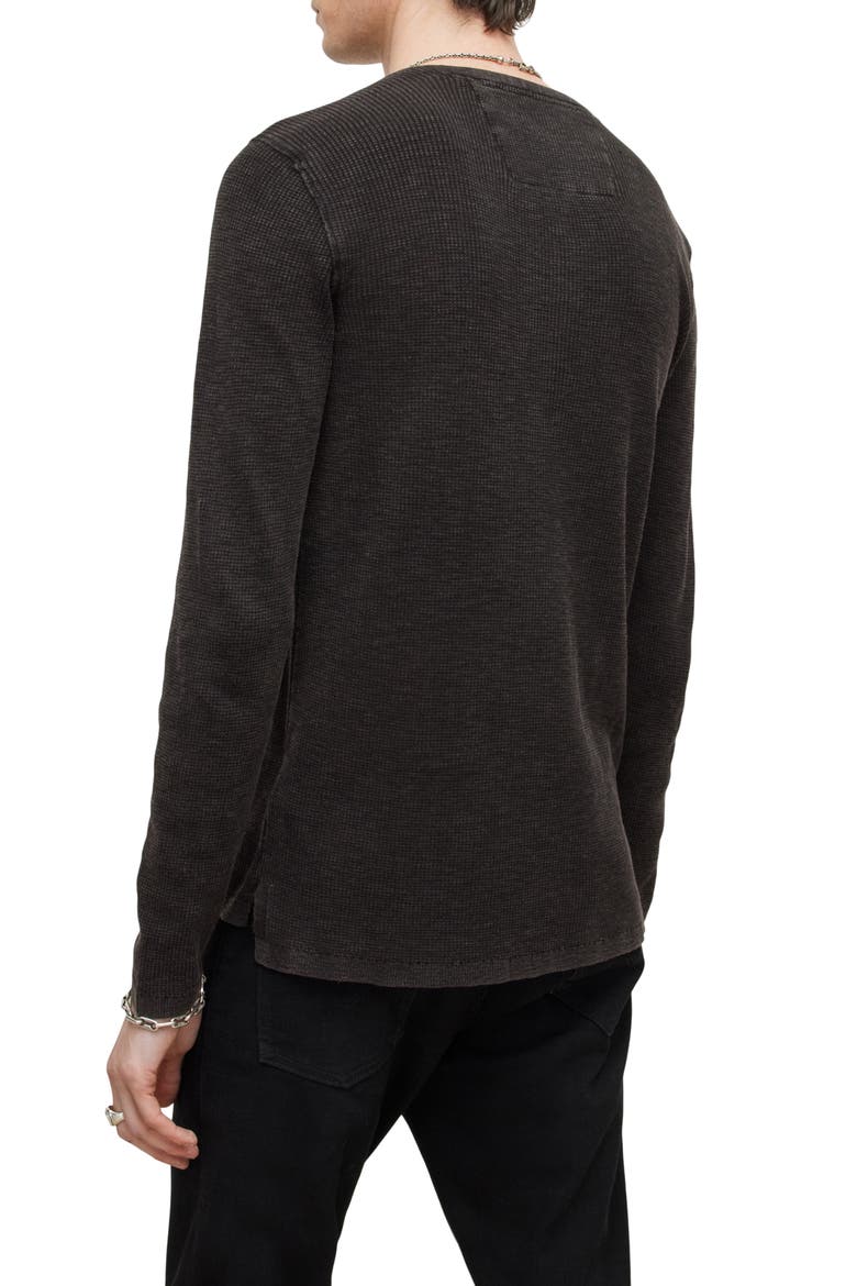 Memphis Waffle Long Sleeve Henley, Alternate, color, BLACK