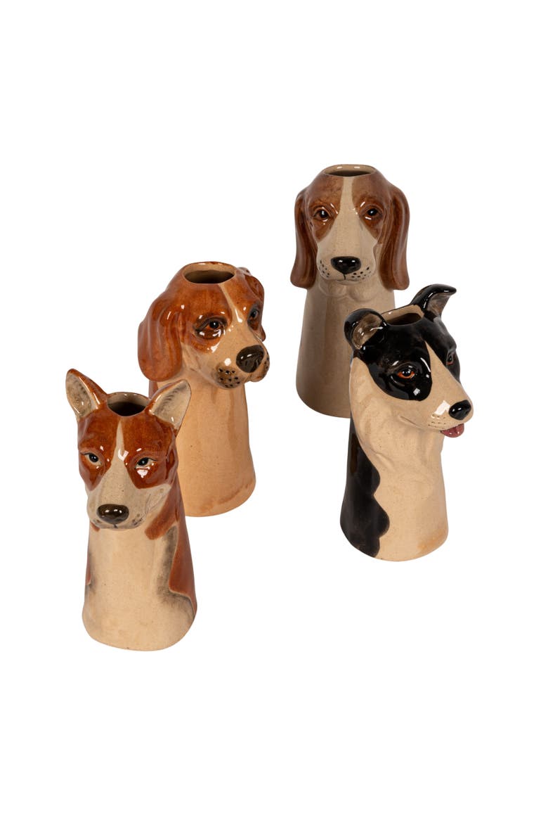 Dog Head Vases, Main, color, Cream