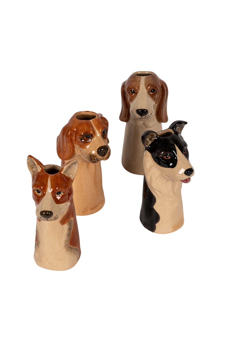 Storied Home Dog Head Vases, Main, color, Cream