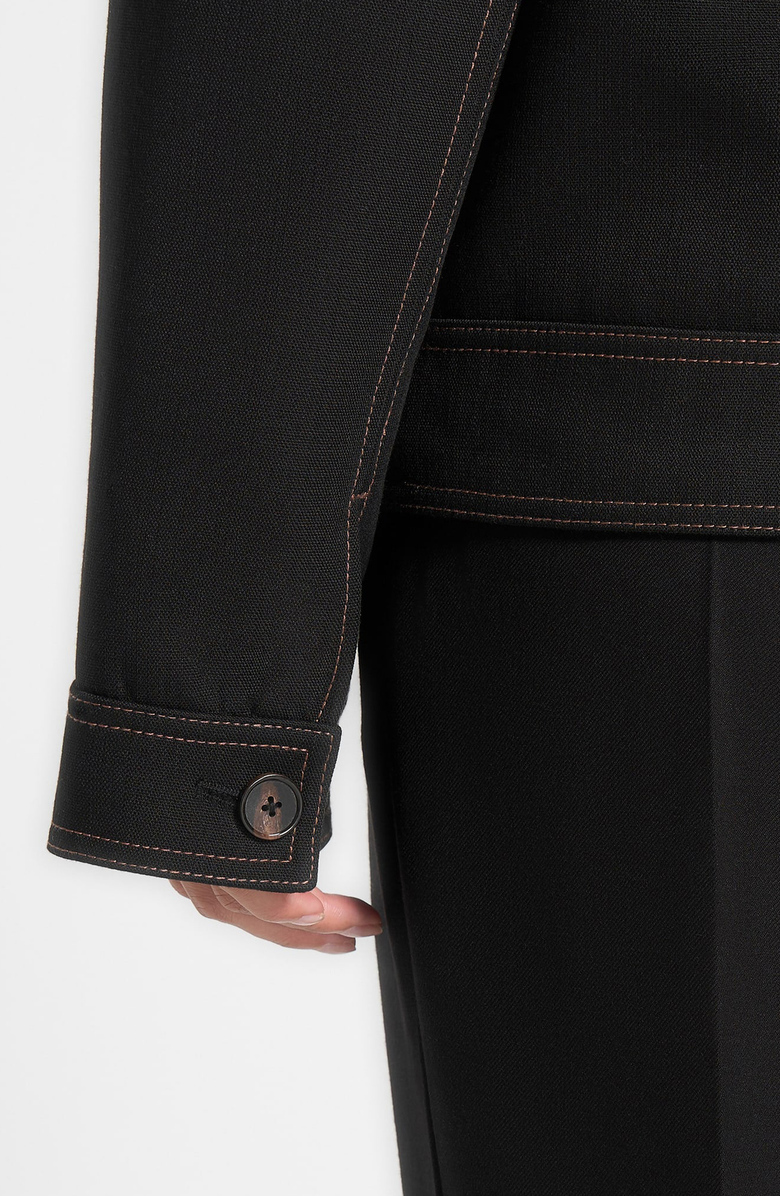 Manière De Voir Mika Unisex Tailored Double Breasted Jacket With Contrast Stitch, Alternate, color, Black