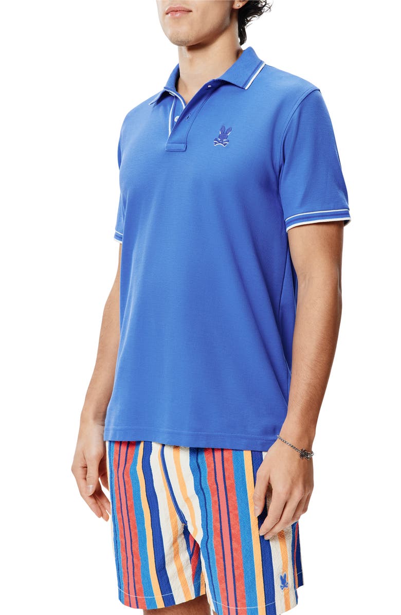 Psycho Bunny Brad Tipped Cotton Piqué Polo, Alternate, color, Amparo Blue