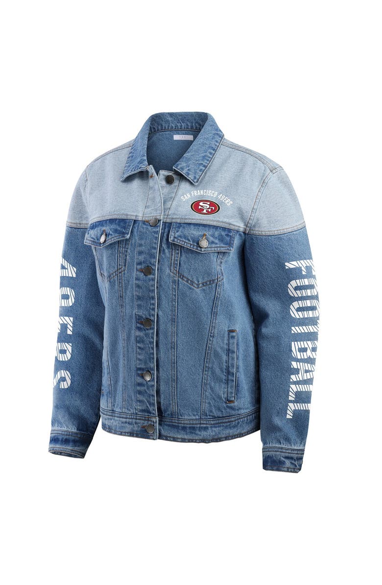 WEAR by Erin Andrews Women's WEAR by Erin Andrews San Francisco 49ers Full-Button Denim Jacket, Alternate, color, Denim