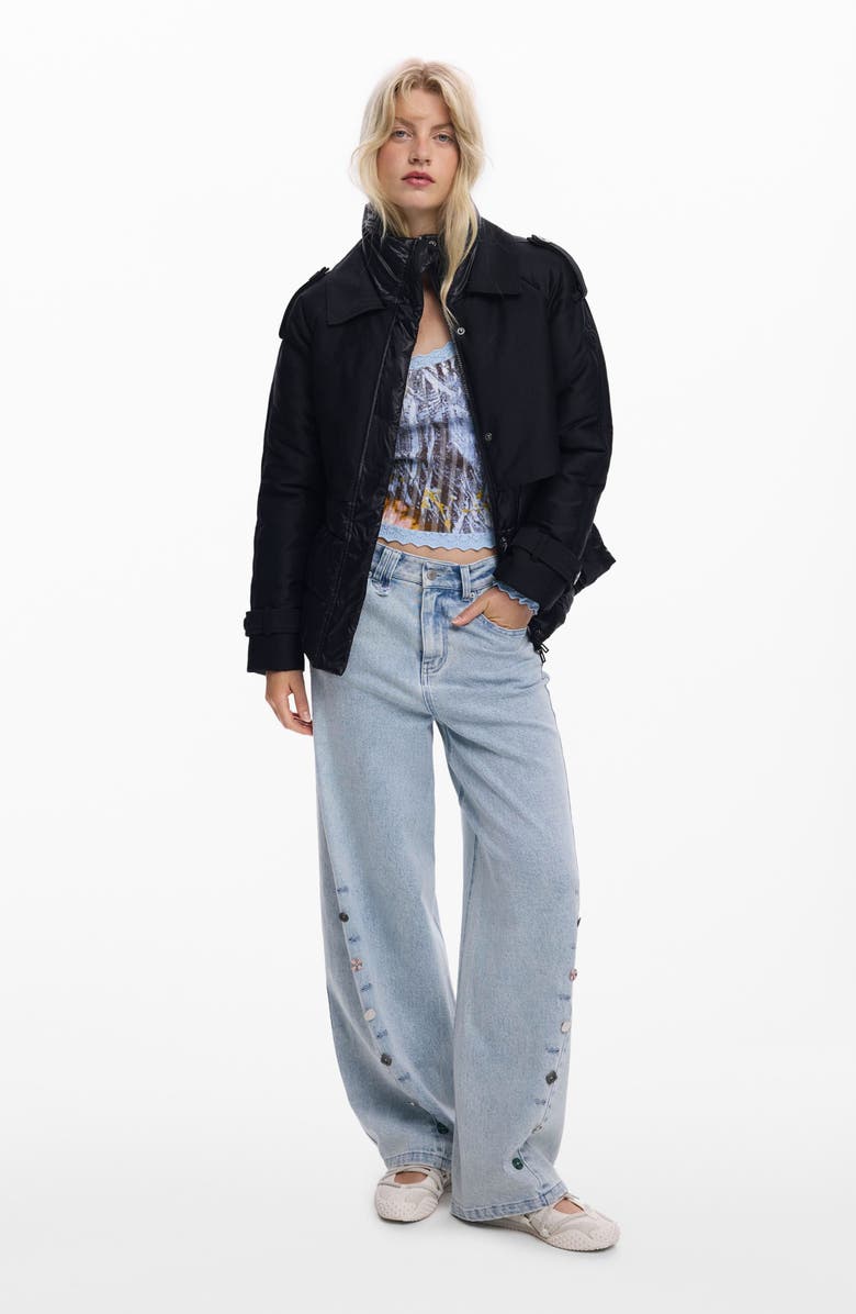 Desigual Hybrid Padded Jacket, Alternate, color, Black