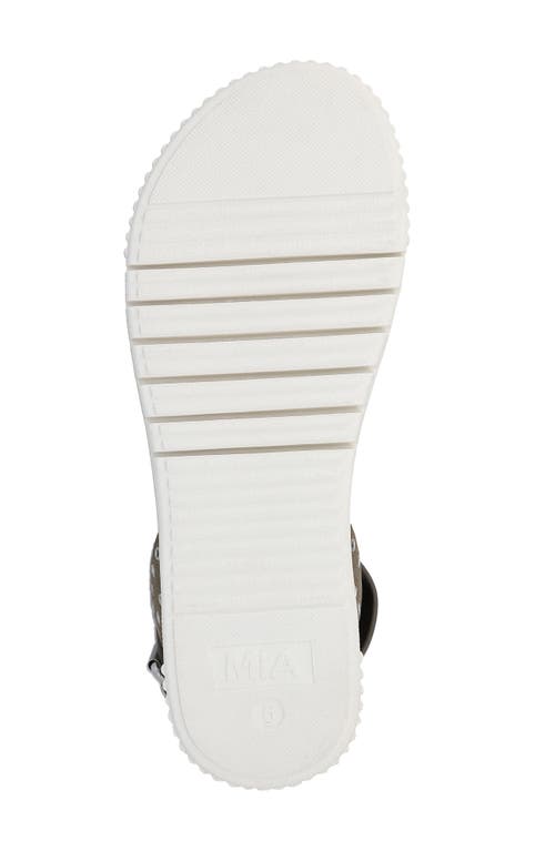 Shop Mia Evelin Ankle Strap Platform Sandal In Khaki/silver