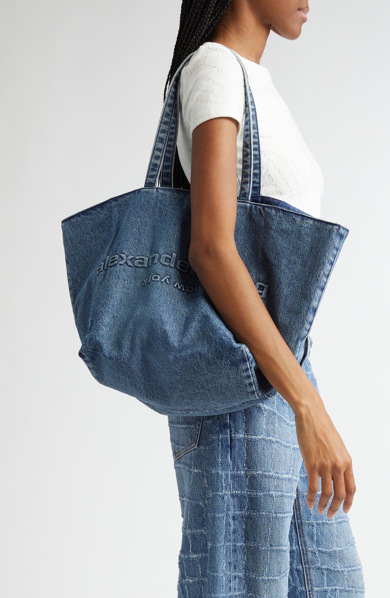 Alexander Wang Medium Punch Denim Tote, Alternate, color,