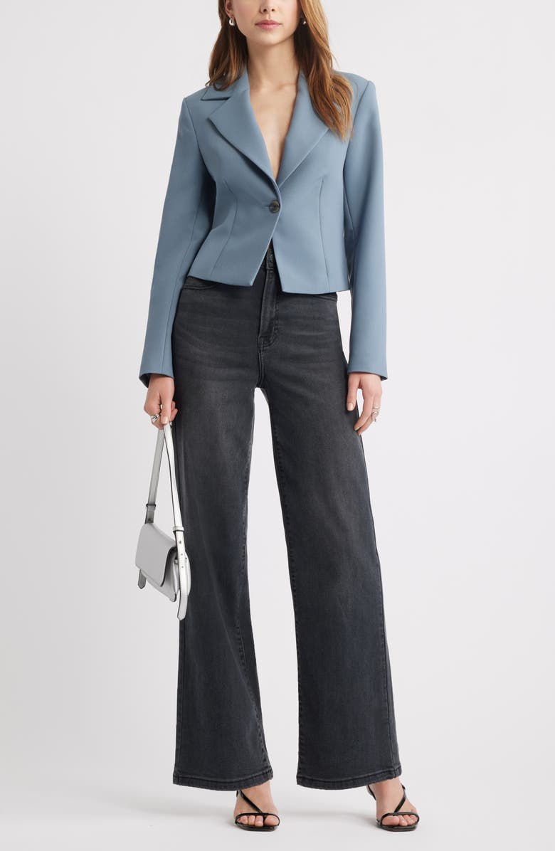 Open Edit The Icon Cropped Blazer, Alternate, color, Blue Weather
