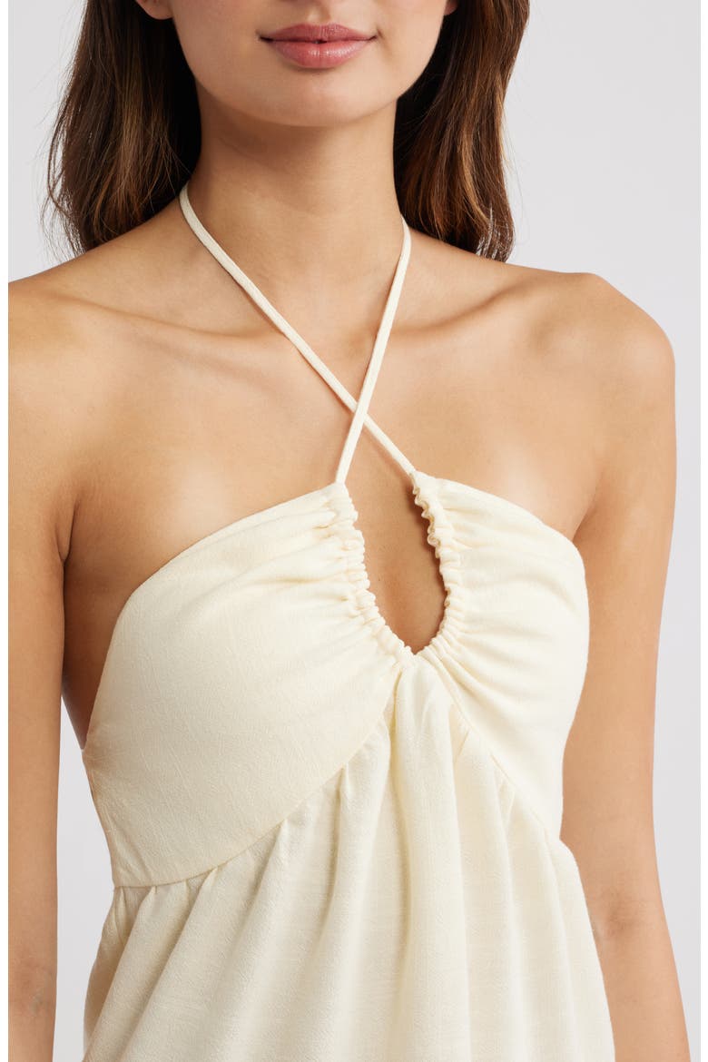 Kenna Keyhole Halter Minidress, Alternate, color, VANILLA