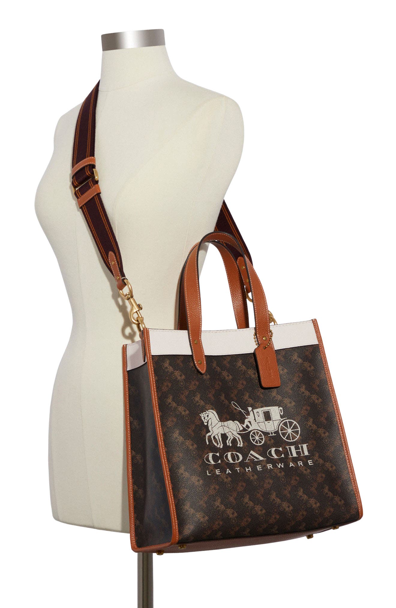 COACH Signature Coated Canvas & Leather Field Tote, Alternate, color, 