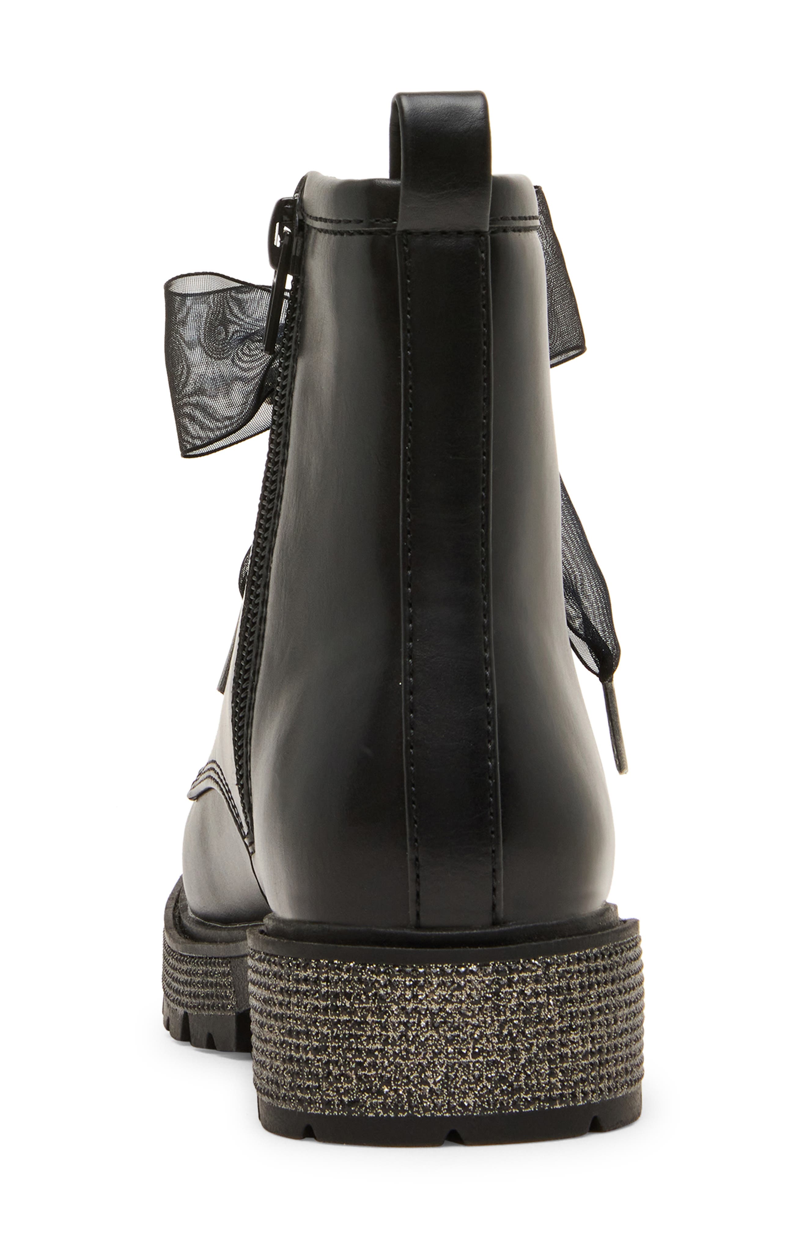 Kids' Jluxelle Faux Leather Combat Boot, Alternate, color, BLACK