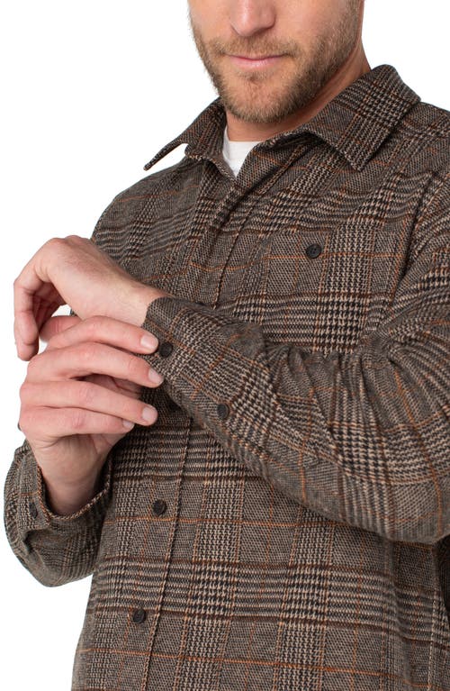 Liverpool Glen Palid Knit Button-up Shirt In Brown