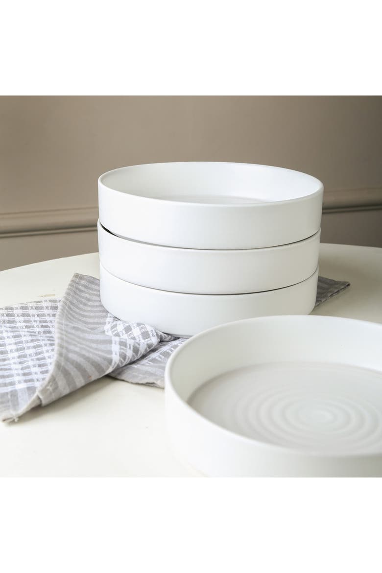 Elica Stoneware 24-Piece Dinnerware Set, Alternate, color, White