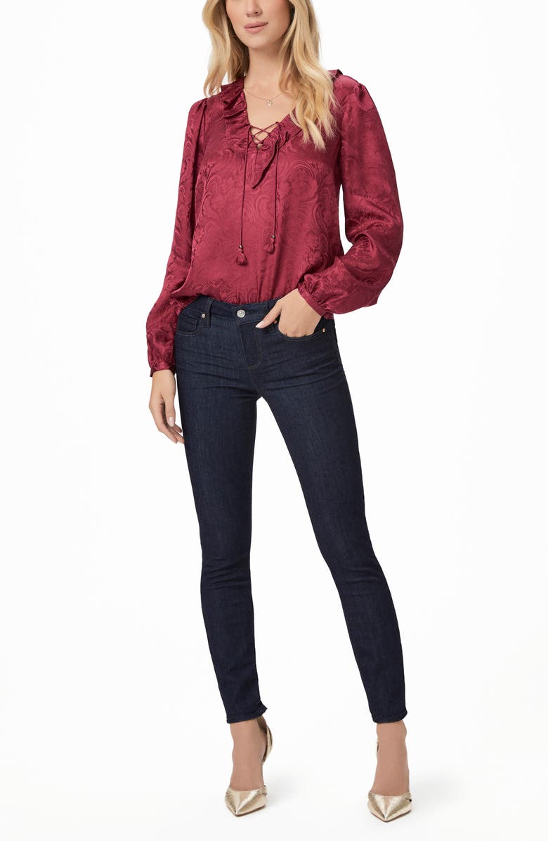 PAIGE Ilara Jacquard Silk Top, Alternate, color, Brryjm