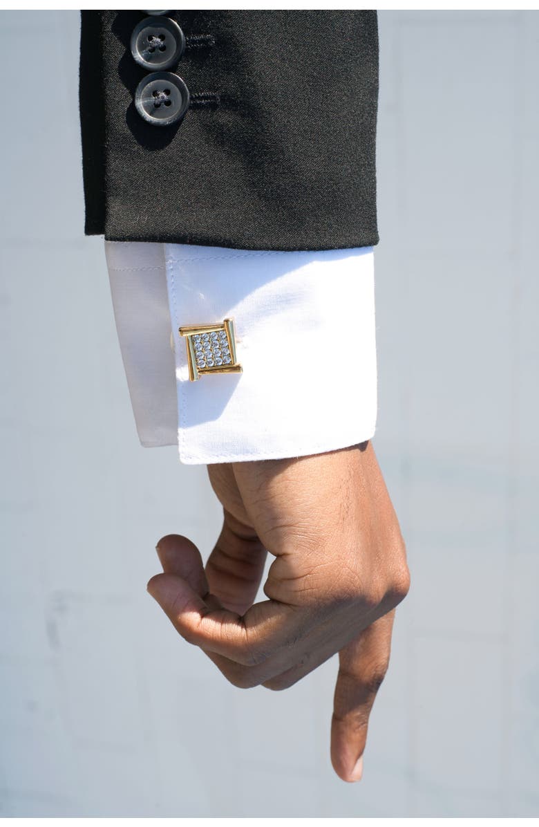 Classicharms Atlas Square Grid Cufflinks, Alternate, color, Gold/Clear