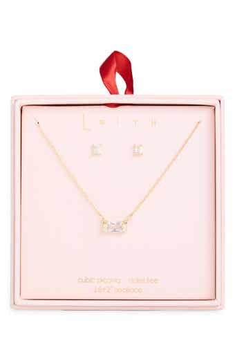 Leith Stone Drop Necklace & Stud Earrings Set