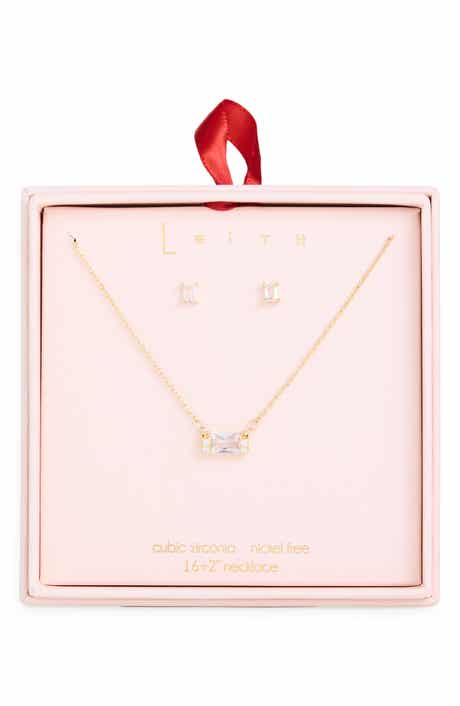 Leith Stone Drop Necklace & Stud Earrings Set