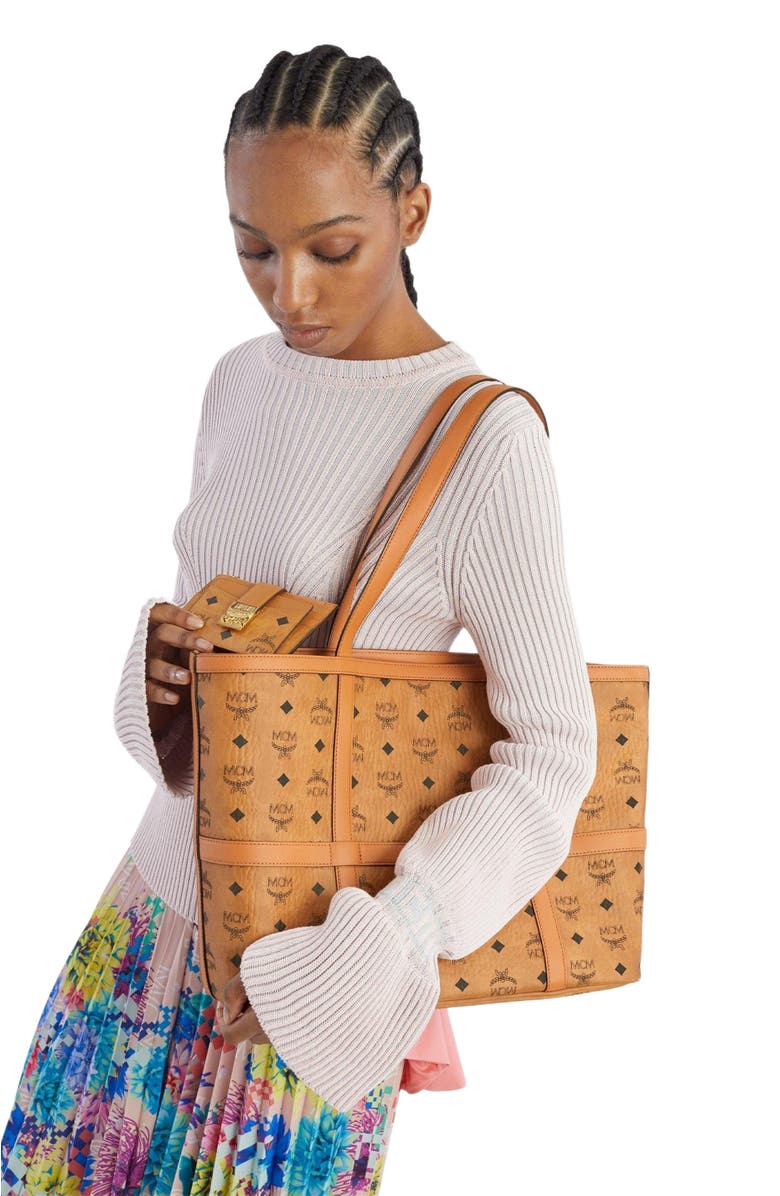 MCM Tracy Zip Card Case in Visetos, Main, color, 