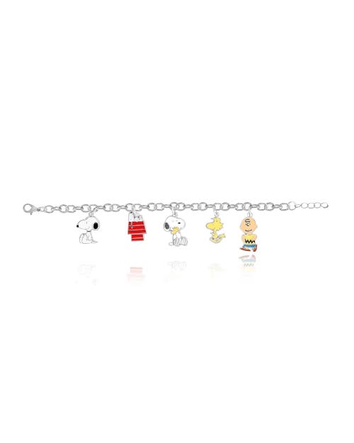 Peanuts Snoopy, Woodstock, Charlie Brown Charm Bracelet In Metallic