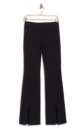 Derek Lam 10 Crosby Maeve Slit Hem Stretch Cotton Flare Trousers In Black