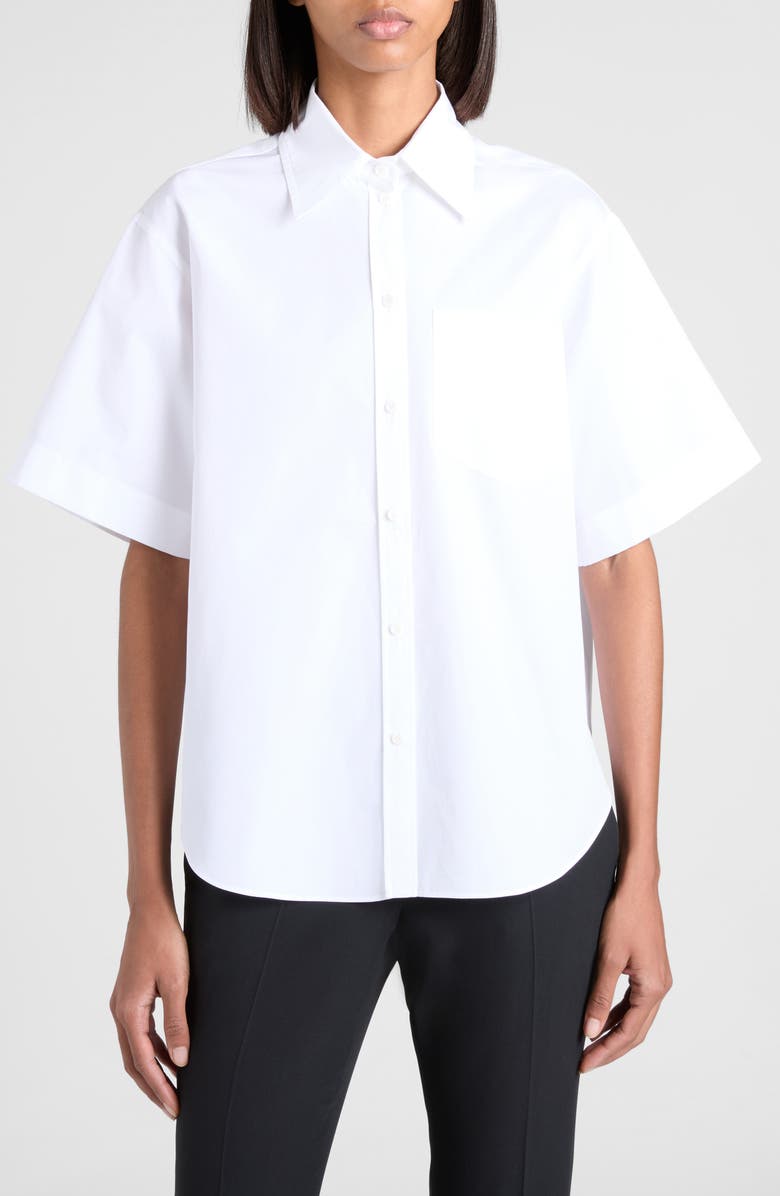 McQueen Cotton Poplin Button-Up Shirt, Main, color, Optical White