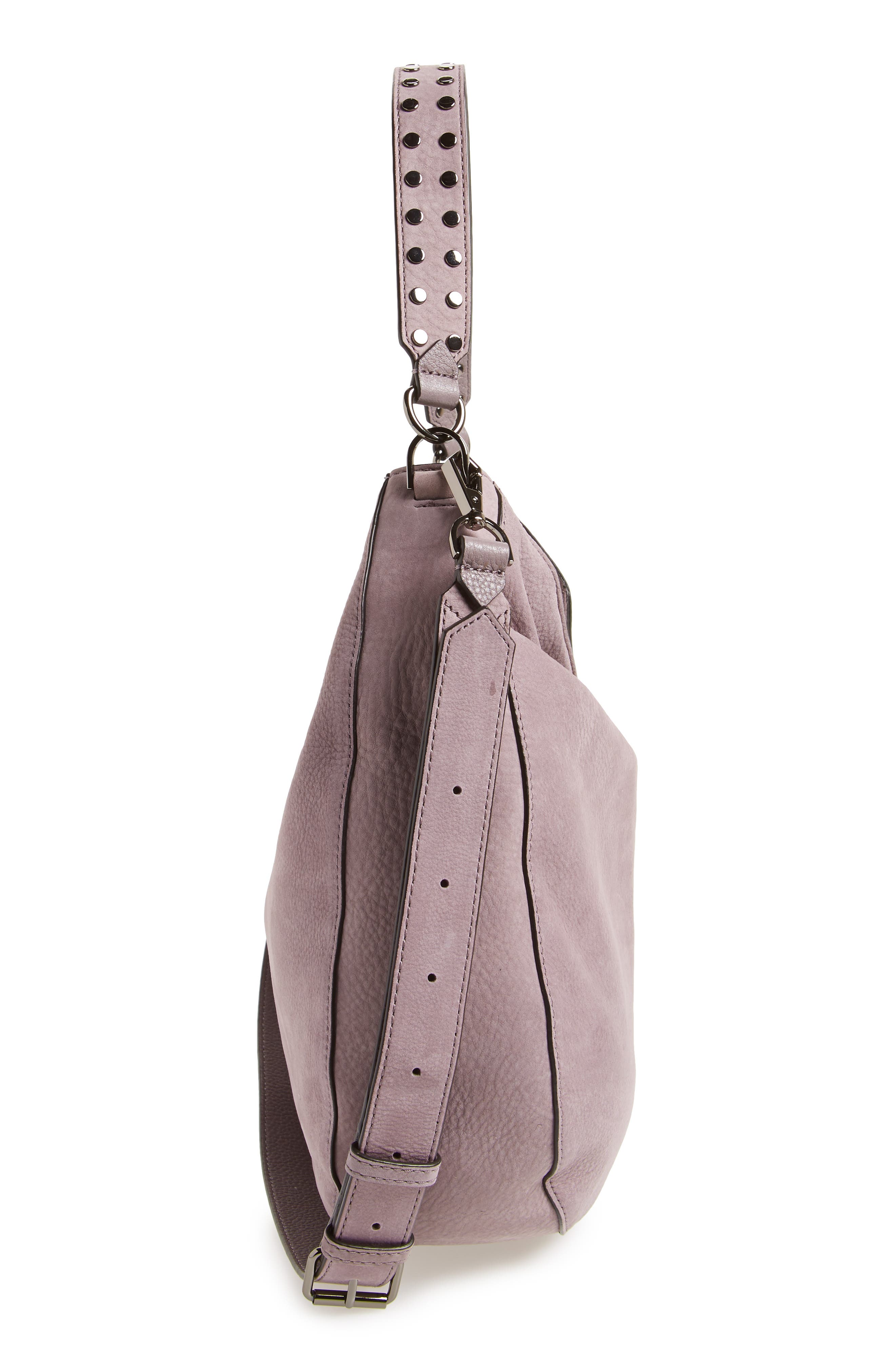 Convertible Nubuck Hobo (Nordstrom Exclusive), Alternate, color, LAVENDER/ GUNMETAL HARDWARE