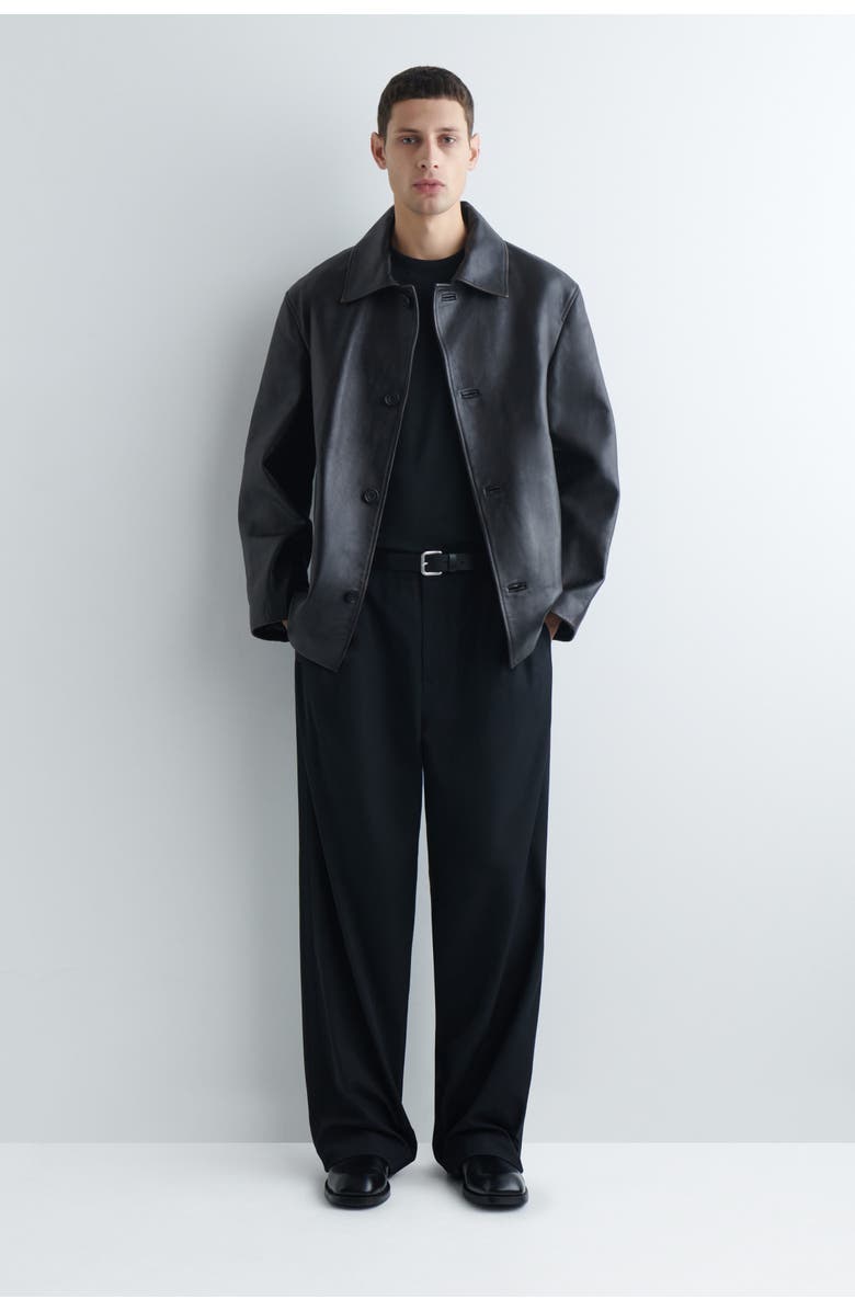 COS Brushed-Cotton Shirt, Alternate, color, Black